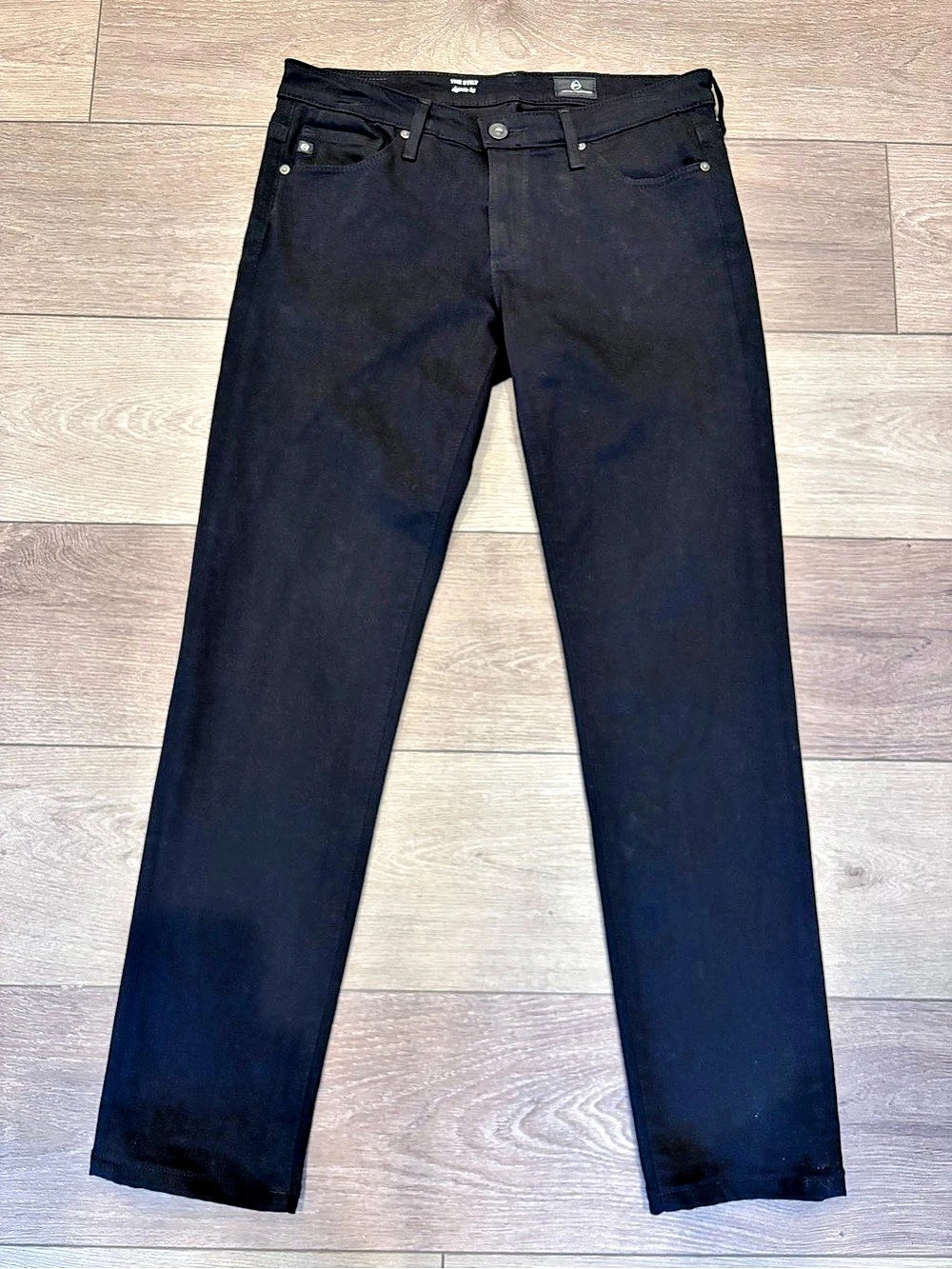 AG Adriano Goldschmied The Stilt Cigarette Straight Leg Black Jeans Size 26